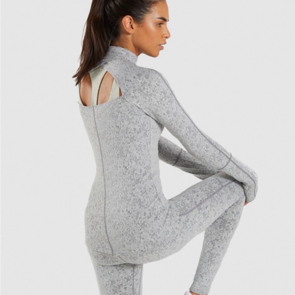 Like 🆕 Gymshark Fleur Marl 1/4 Zip Open Back Stretch Athletic‎ Top / Small